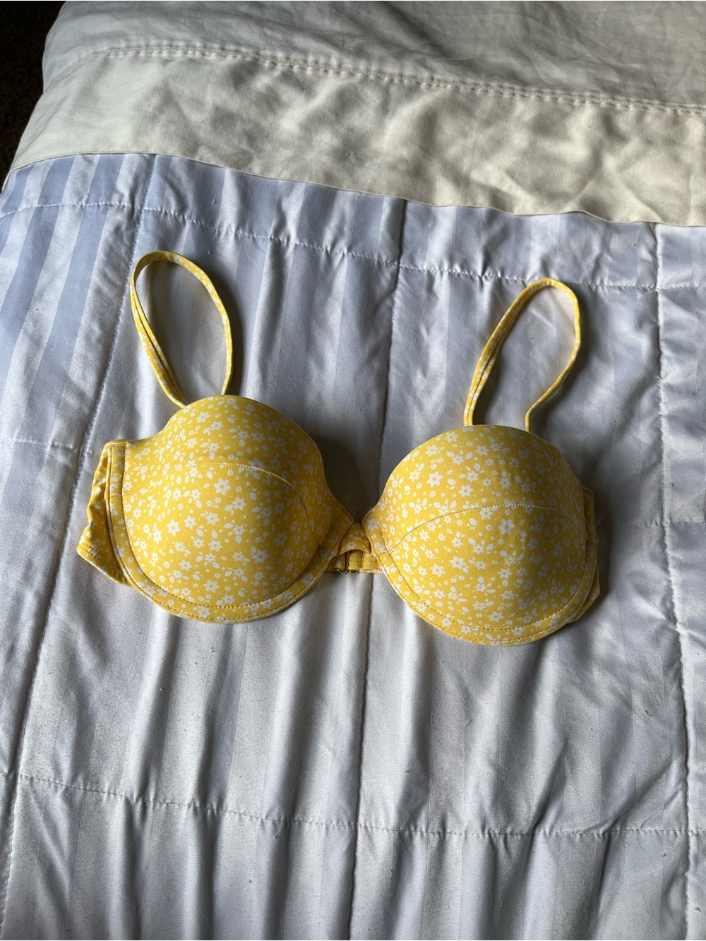 Yellow floral bikini top